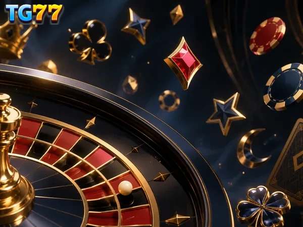 First homepage visual for TG77 showcasing the main game lobby and quick-access tabs.